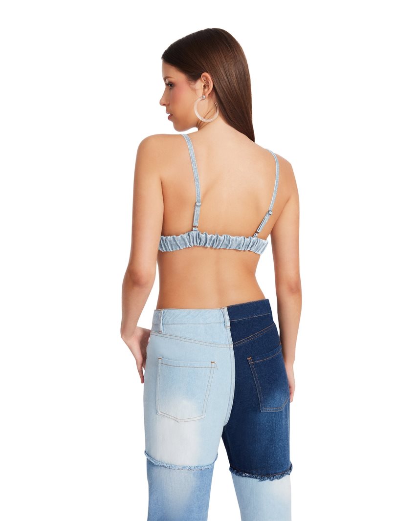 Blue Steve Madden Kendra Denim Fabric Women's Bras | PH 5680ZGA